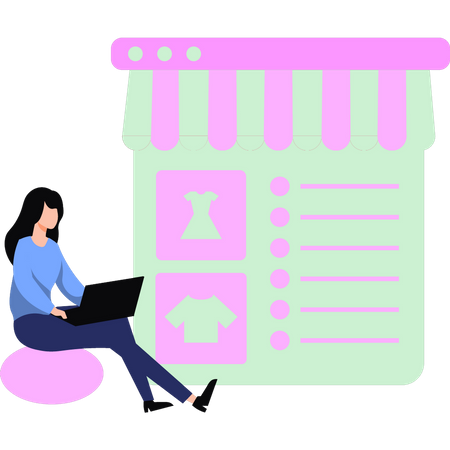 Girl is shopping online  Illustration