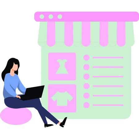 Girl is shopping online  Illustration