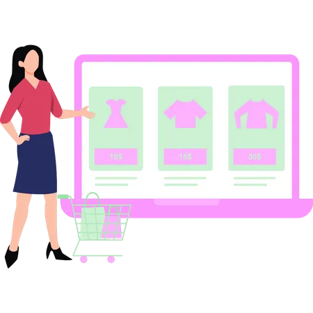 Girl is shopping online  Illustration