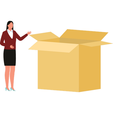 Girl is showing an empty package  Illustration