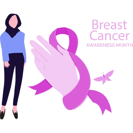 Girl is showing breast cancer awareness  Illustration