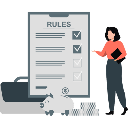 Girl is showing business ethics rules  Illustration