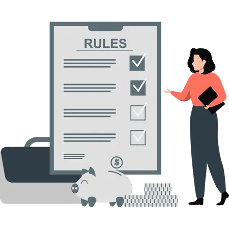 Girl is showing business ethics rules  Illustration