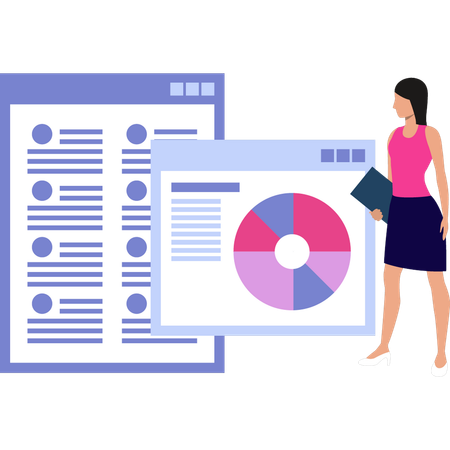 Girl is showing business statistics  Illustration