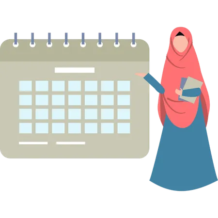 Girl is showing calendar  Illustration