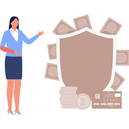 Girl is showing cash security  Illustration