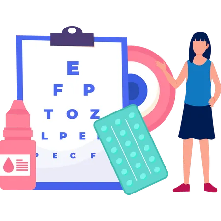 Girl is showing clipboard to check eyesight  Illustration