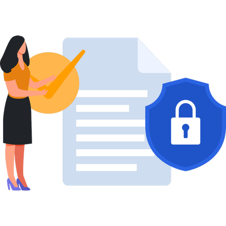 Girl is showing complete protection for document  Illustration