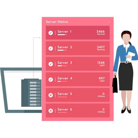 Girl is showing different database servers  Illustration