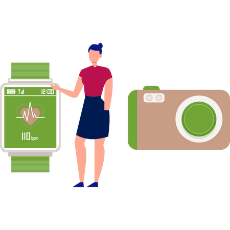 Girl is showing digital watch  Illustration