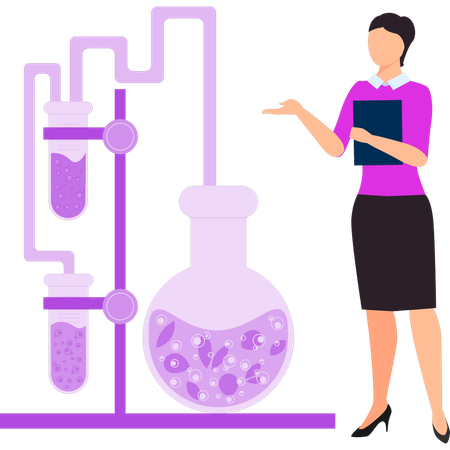 Girl is showing experiment  Illustration