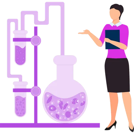 Girl is showing experiment  Illustration