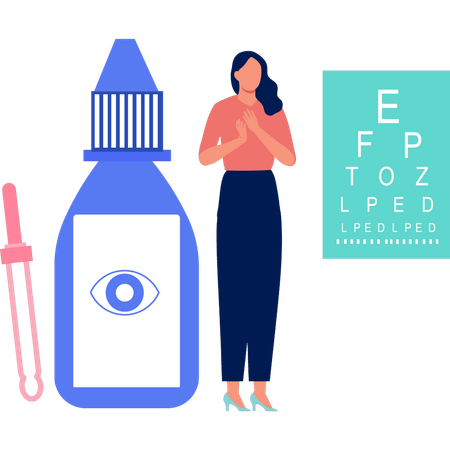 Girl is showing eye drops  Illustration