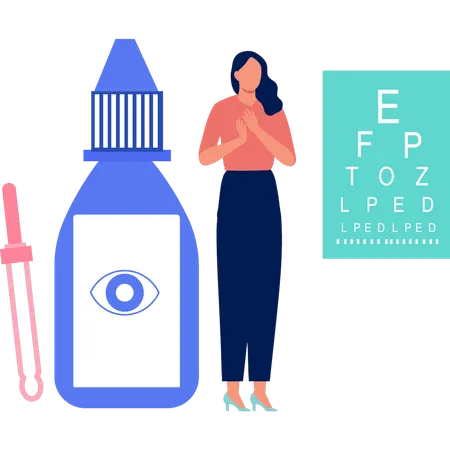 Girl is showing eye drops  Illustration