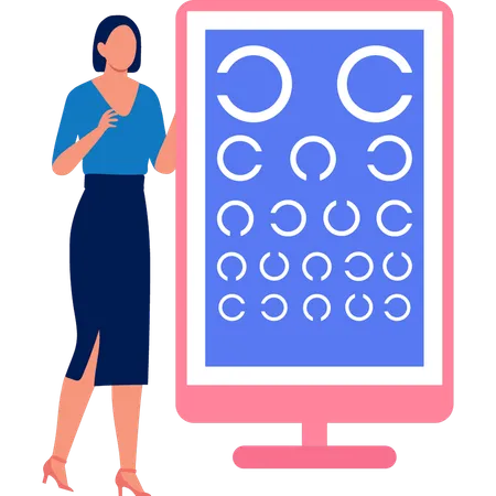 The Girl Is Showing Eye Testing Chart Illustration