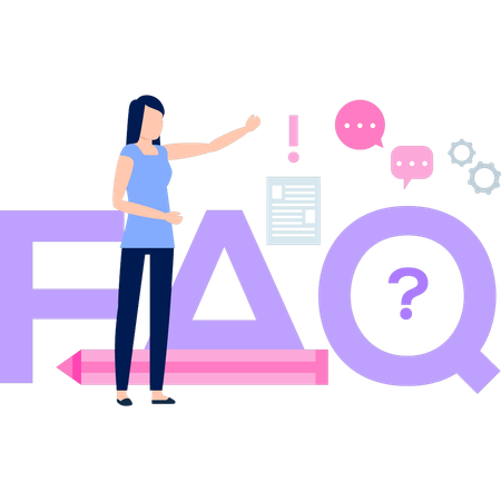Girl is showing FAQ service  Illustration