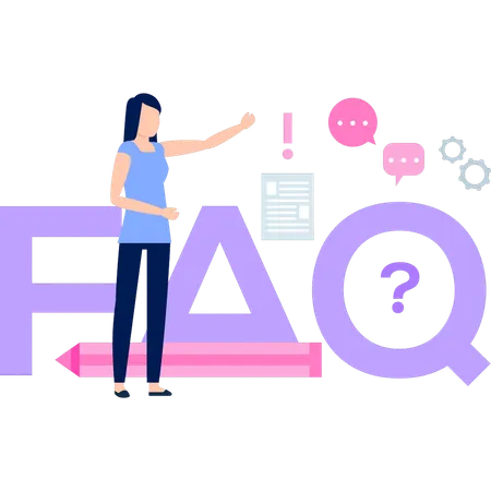 Girl is showing FAQ service  Illustration