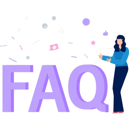 The Girl Is Showing FAQ Sign Illustration