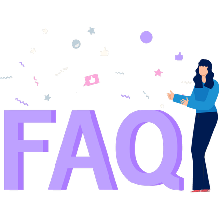 Girl is showing FAQ sign  Illustration