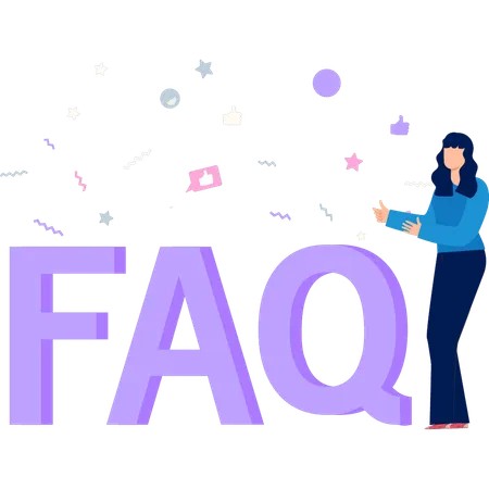 Girl is showing FAQ sign  Illustration