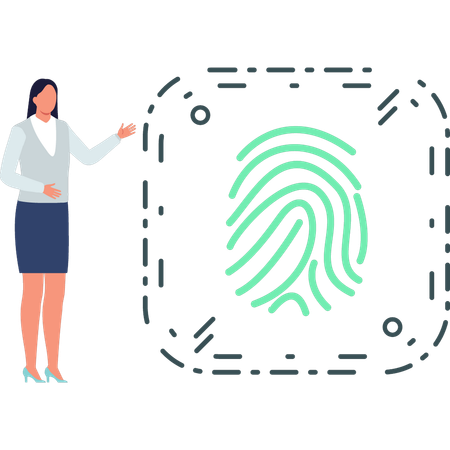 Girl is showing fingerprint scanner  Illustration