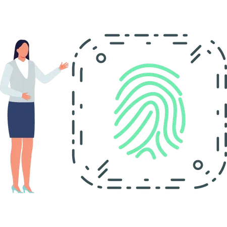 Girl is showing fingerprint scanner  Illustration