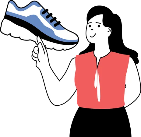 Girl is showing fitness shoe  Illustration