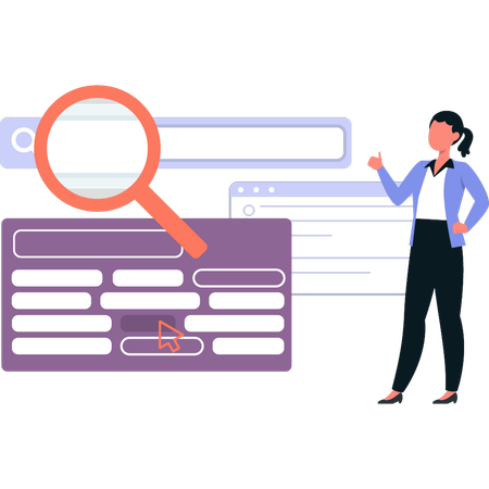 Girl is showing for search bar  Illustration