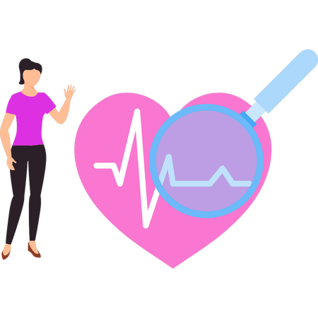 Girl is showing heart beat  イラスト