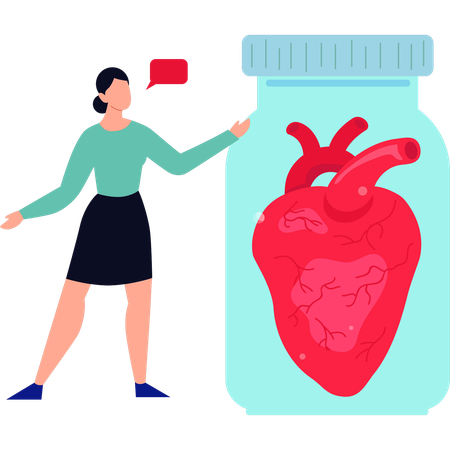 Girl is showing heart in jar  Illustration