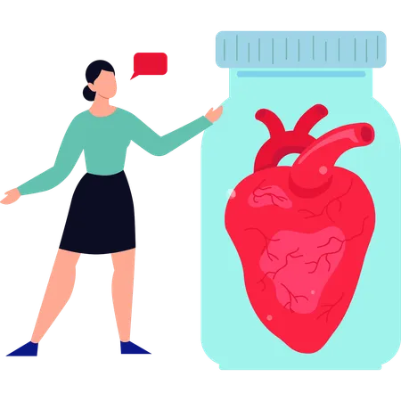 Girl is showing heart in jar  Illustration