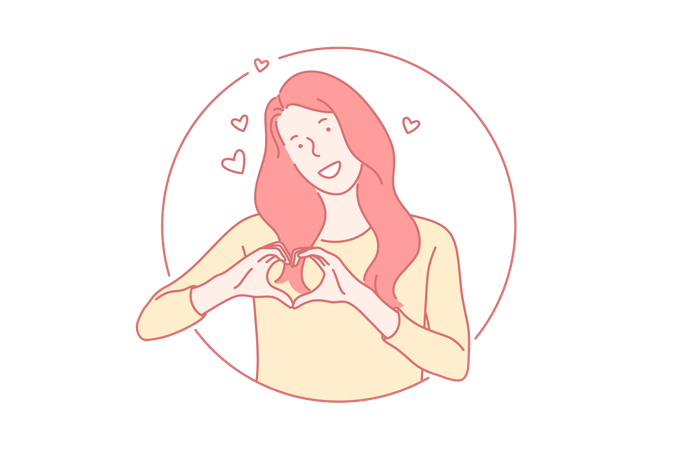 Girl is showing heart shaped hand  Illustration