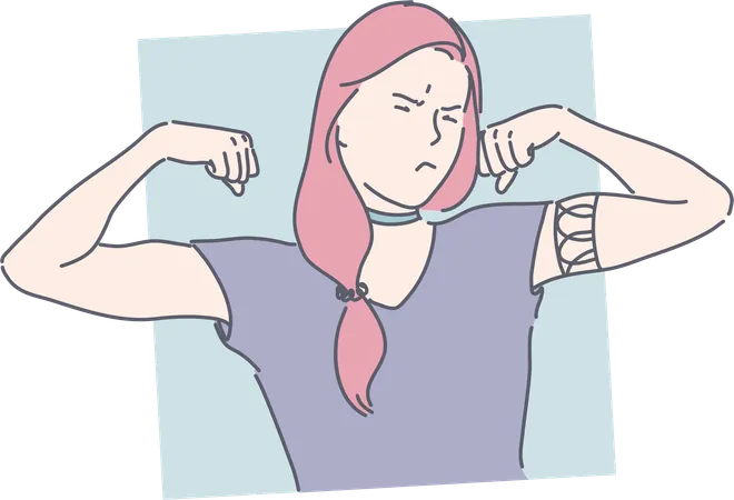 Girl is showing her biceps  Illustration