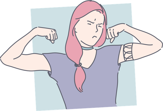 Girl is showing her biceps  Illustration