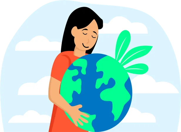 Girl is showing her support for Earth Day  Illustration