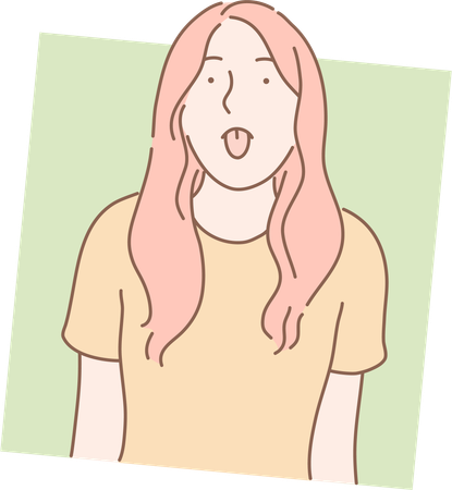 Girl is showing her tongue  Illustration