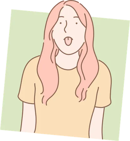 Girl is showing her tongue  Illustration