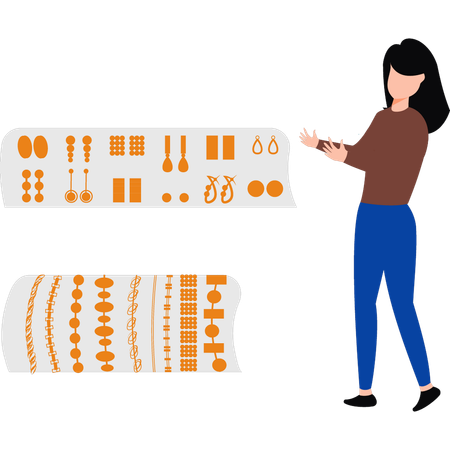 Girl is showing jewelry  Illustration