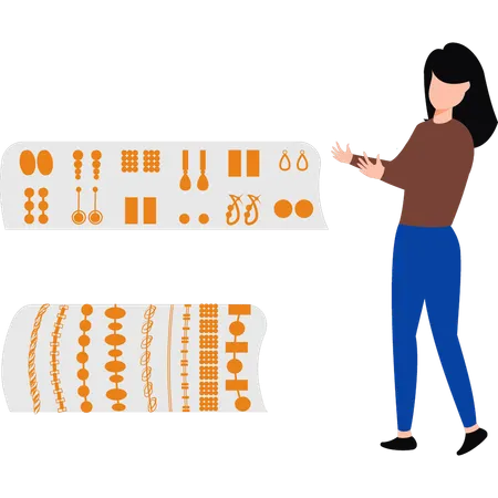 Girl is showing jewelry  Illustration