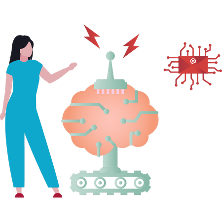 Girl is showing mental network mail  Illustration