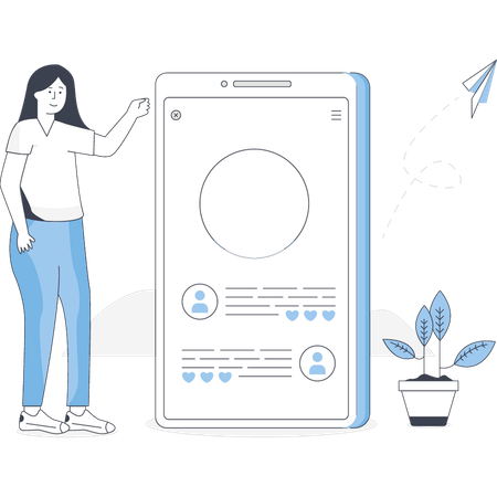 Girl is showing mobile chat Illustration