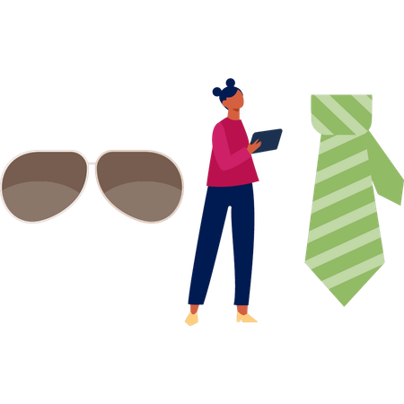 Girl is showing office tie  Illustration