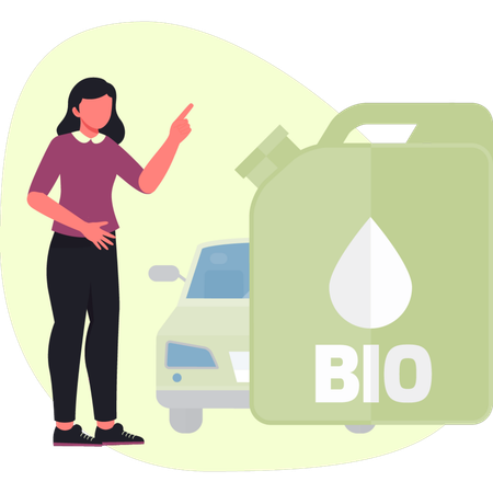 Girl is showing oil basket  Illustration