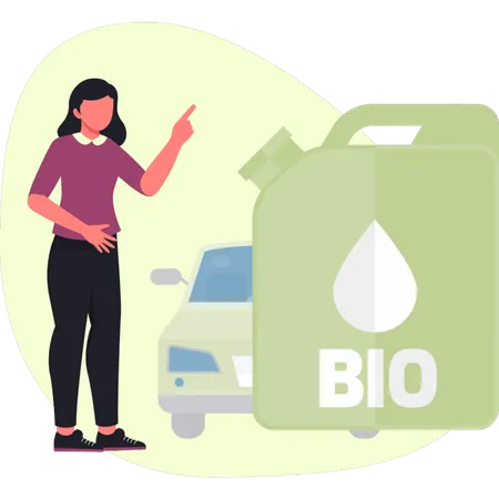 Girl is showing oil basket  Illustration