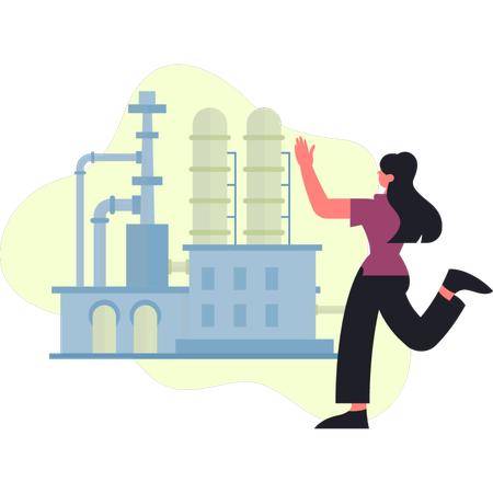 Girl is showing oil industry  Illustration