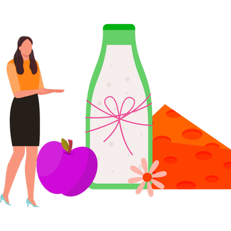 Girl is showing packed fruits  Illustration