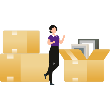 Girl is showing picture frame boxes  Illustration