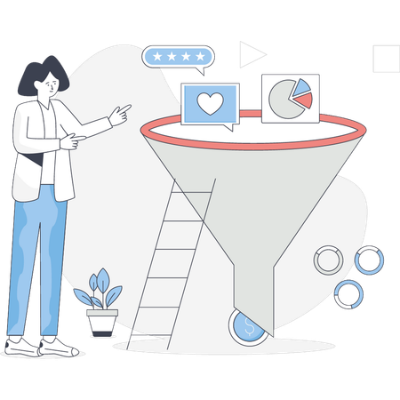 Girl is showing sale funnel  Illustration