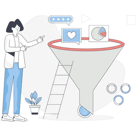 Girl is showing sale funnel  Illustration