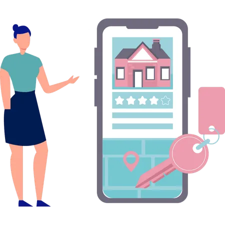 Girl is showing star rating house  Illustration